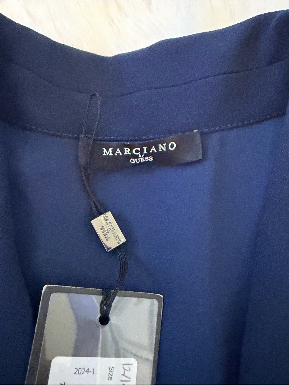 NWT Marciano By Guess Moira Navy Blue Long Sleeve Wide Leg Jumpsuit - Picture 4 of 10